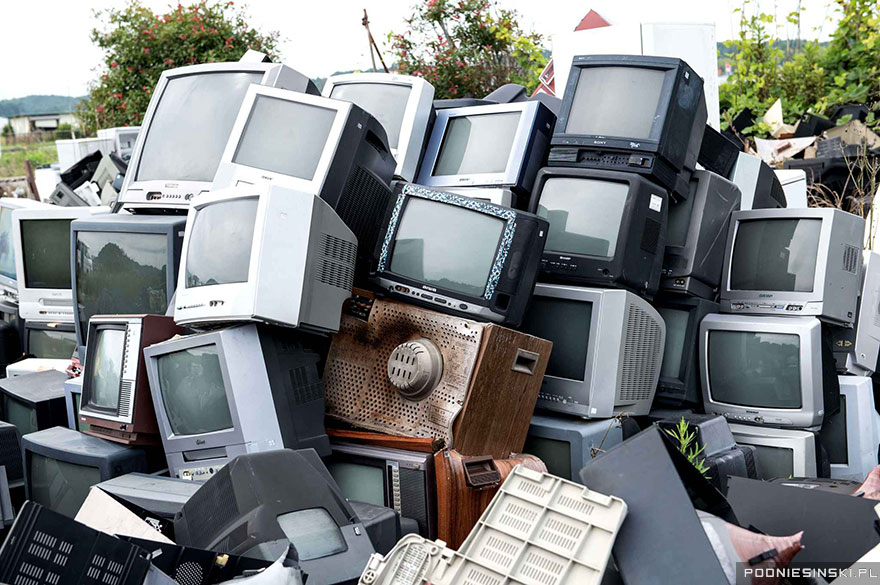 5-These contaminated televisions were collected and piled up as part of the cleaning efforts