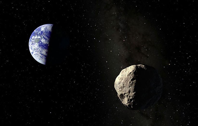 طرح گرافیکی گذر یک سیارک از نزدیکی زمین