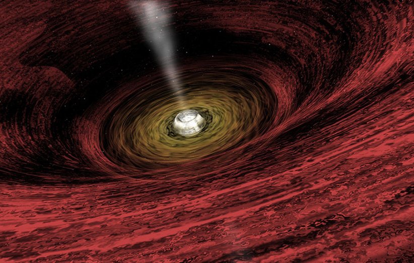 طرحی گرافیکی از یک سیاهچاله‌ی در حال رشد