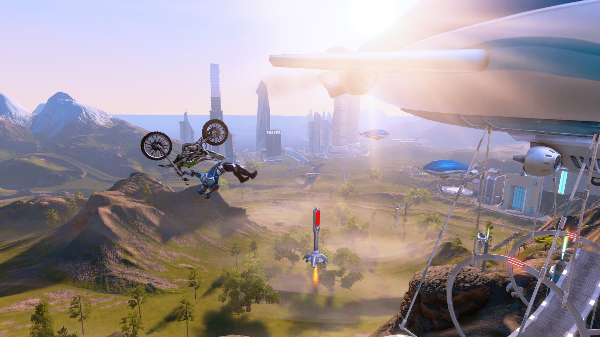 تصویری از بازی موتورسواری Trials Fusion که در آن یک موتورسوار مشغول انجام پرش است