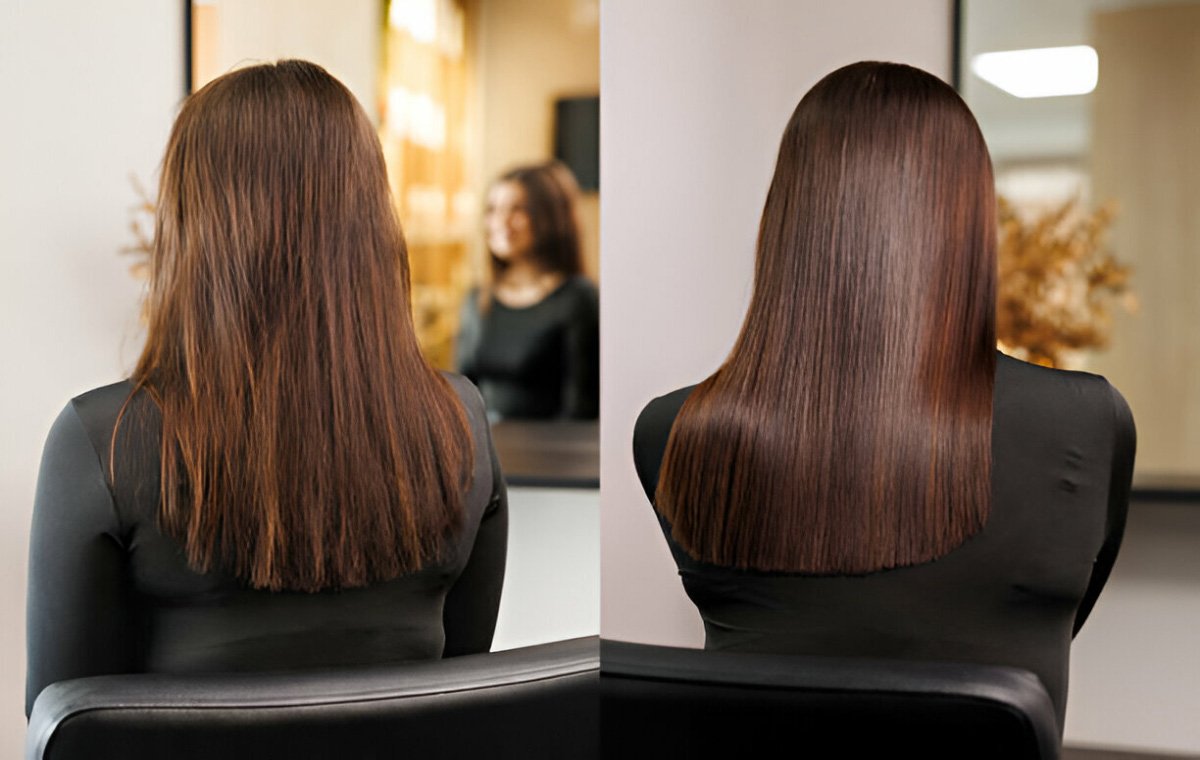 قبل و بعد موهای کراتینه‌شده