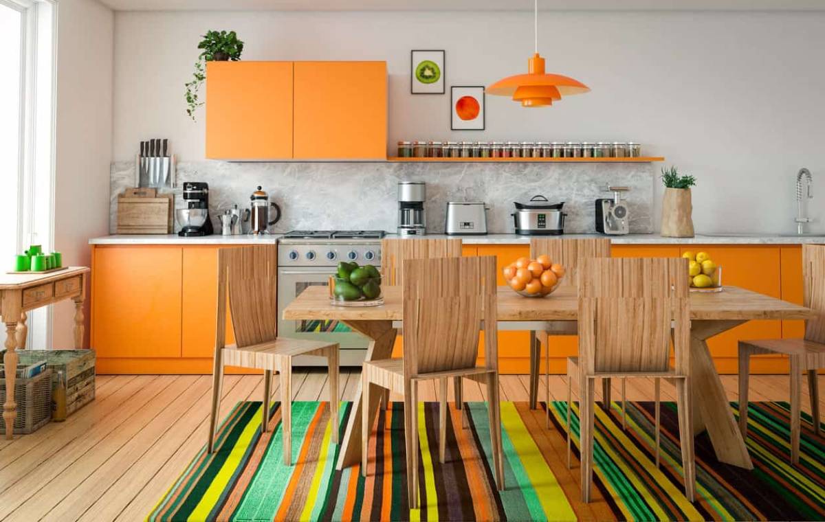 آشپزخانه‌ای به رنگ نارنجی