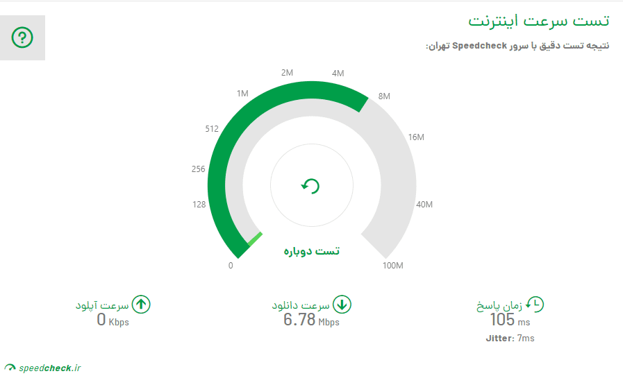 سایت تست سرعت اینترنت Speedcheck.ir