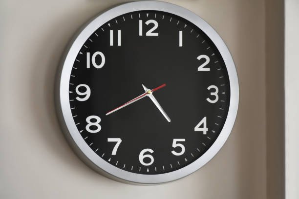 Wall clock hanging on the wall