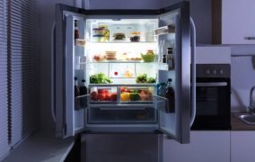 the opened refrigerator