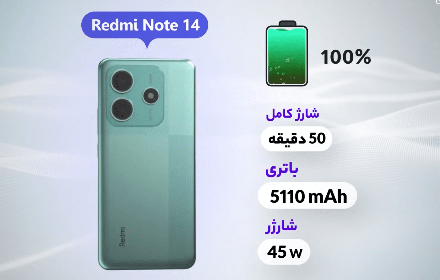 طول عمر باتری و سرعت شارژر Redmi Note 14 5G