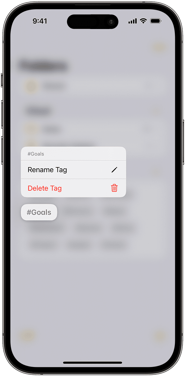 حذف یا تغییر نام تگ‌های یادداشت آیفون